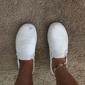 White Slip On vans